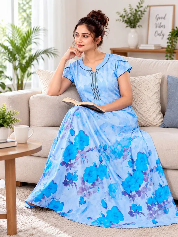 Didi_Nightwear_Women�s_Rayon_Satin_Printed_Night_Gown_with_Frill_Sleeves