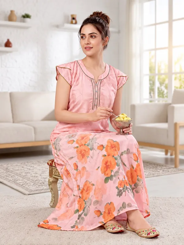 Didi_Nightwear_Women�s_Rayon_Satin_Printed_Night_Gown_with_Frill_Sleeves