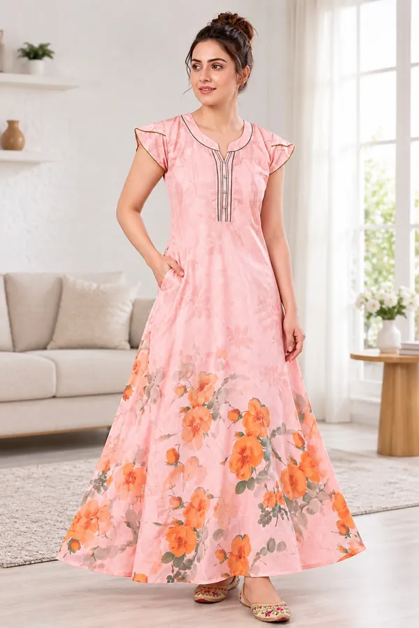Didi_Nightwear_Women�s_Rayon_Satin_Printed_Night_Gown_with_Frill_Sleeves
