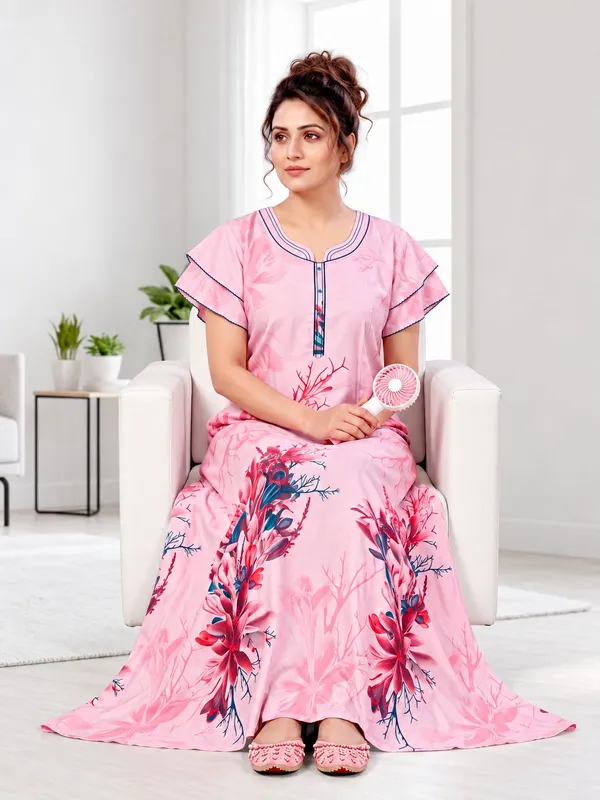 Didi_Nightwear_Women�s_Rayon_Satin_Printed_Night_Gown_with_Frill_Sleeves