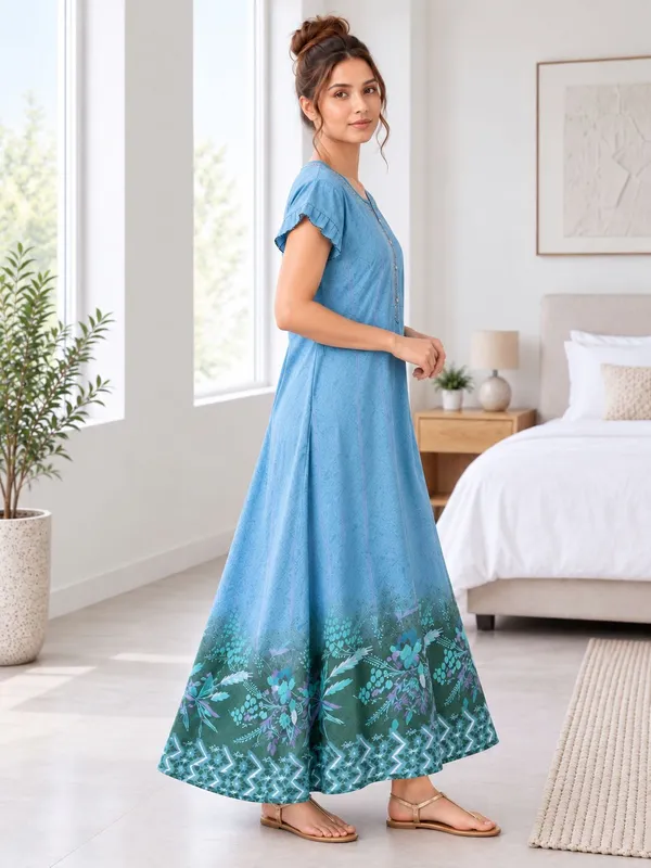 Didi_Nightwear_Women�s_Rayon_Satin_Printed_Night_Gown_with_Frill_Sleeves