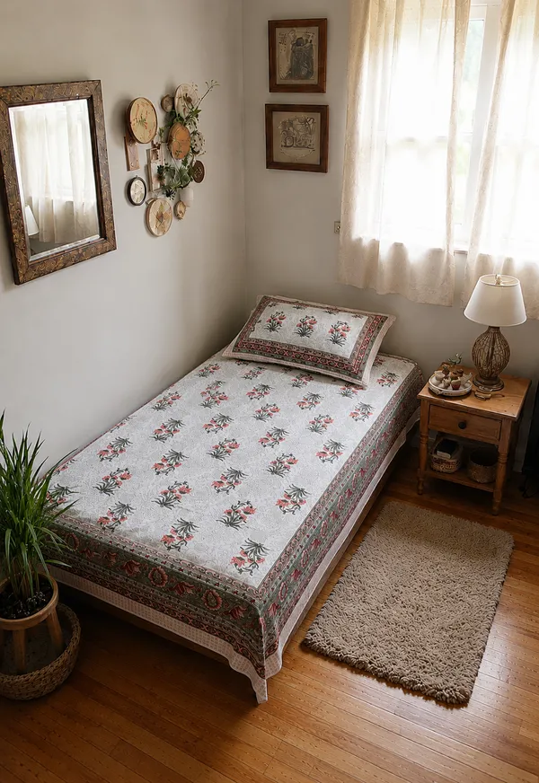 Elegant_White_Floral_Printed_Single_Bedsheet_with_Pillow_Cover_–_60_x_90_Inch