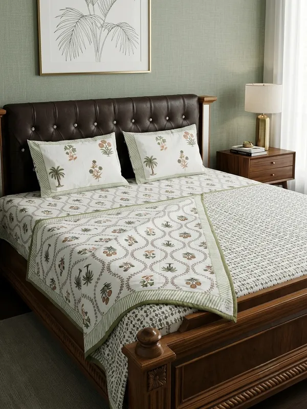 Palm_&_Floral_Premium_Cotton_Comforter_Set_with_Bedsheet_–_4_PC_Double_Bed_Set