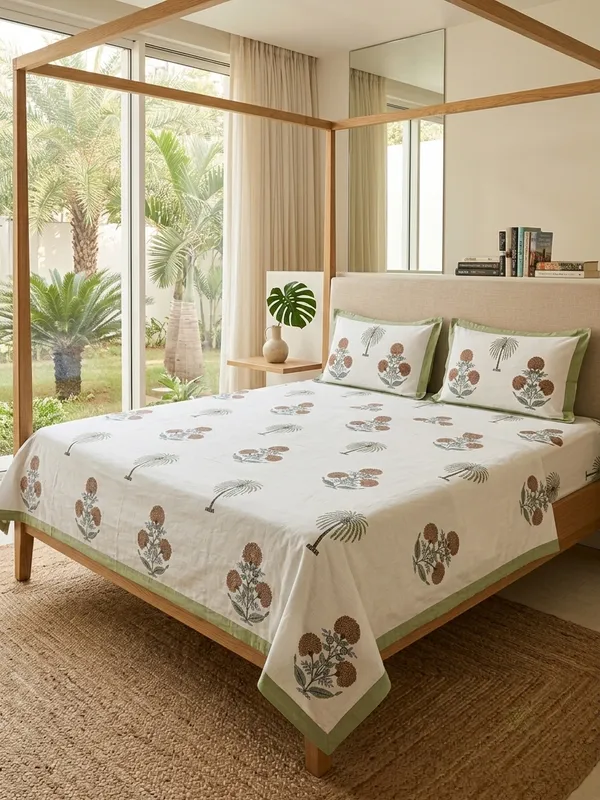 Green_Botanical_Cotton_Comforter_Set_with_Bedsheet_–_4_PC_Double_Bed