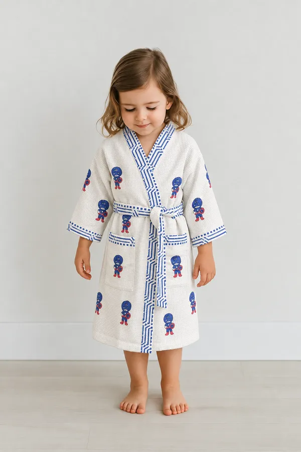 Blue_Superhero_Print_Cotton_Waffle_Bathrobe_for_Kids