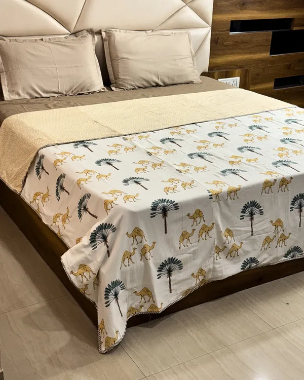 Desert_Palm_&_Camel_Print_Double_Bed_AC_Dohar_|_Lightweight_Reversible_Cotton_Summer_Blanket
