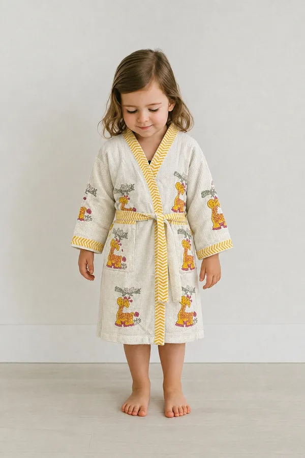 Giraffe_Kids_Cotton_Waffle_Bathrobe_–_Hand_Block_Printed_Animal_Design