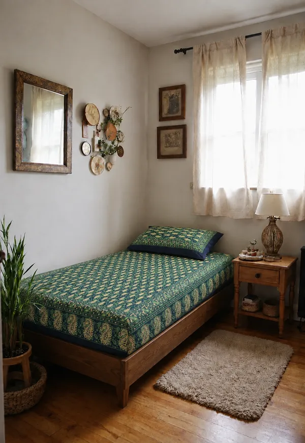 Green_Traditional_Paisley_Single_Bedsheet_with_Pillow_Cover_|_60_×_90_Inches_|_Elegant_Printed_Cotton_Bedsheet