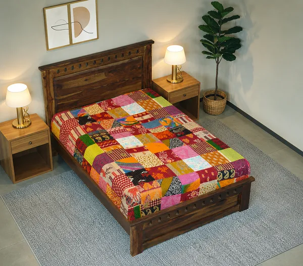 Handmade_Kantha_Single_Bed_Bedsheet_|_Multicolour_Patchwork_Cotton_Bedspread_|_Traditional_Indian_Handcrafted_Quilt