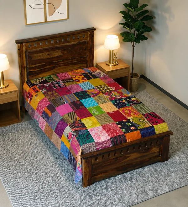 Handmade_Kantha_Single_Bed_Bedsheet_|_Multicolour_Patchwork_Cotton_Quilt_|_Reversible_Boho_Indian_Bedspread
