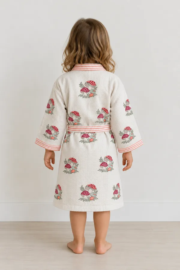 Kids_Mushroom_Print_Cotton_Waffle_Bathrobe