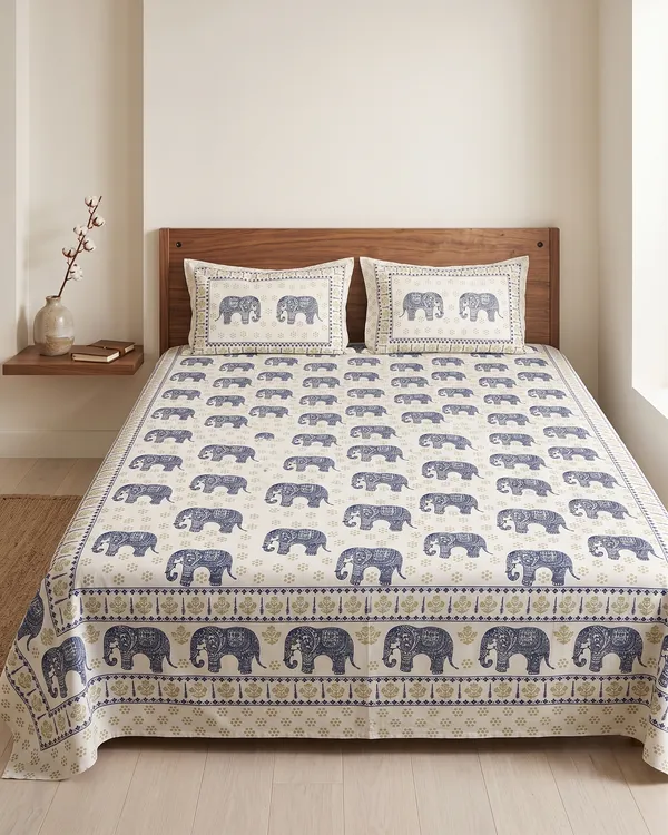 Premium_Cotton_Elephant_Print_Double_Bedsheet_with_2_Pillow_Covers_–_Ethnic_Handblock_Style_Soft_Breathable_Bed_Sheet_Set_for_Queen_&_King_Size_Beds