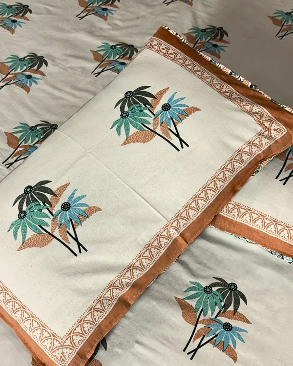 Marwar_Palm_Oasis_King_Xl_Bed_Sheet_And_Two_Pillow_Covers_108X108