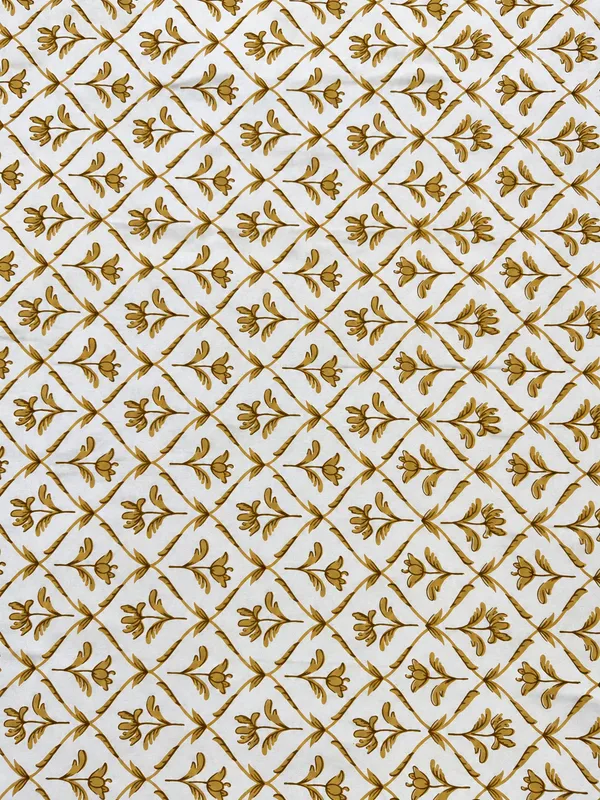 Mustard_Yellow_Geometric_Floral_Print_Single_Bedsheet_with_1_Pillow_Cover