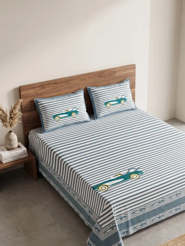 Jaipur_Vintage_Drive_custom_biggest_King_Xxl_Bedsheet_And_Two_Pillow_Covers_120X120