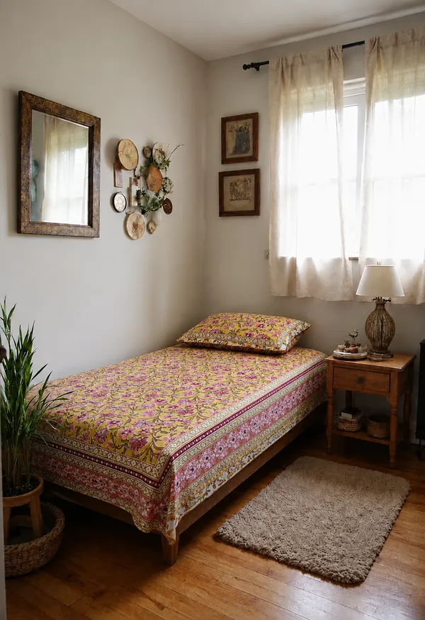Mustard_Floral_Vine_Printed_Single_Bedsheet_with_Pillow_Cover