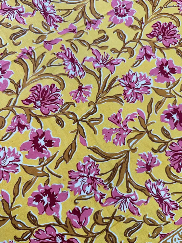 Mustard_Floral_Vine_Printed_Single_Bedsheet_with_Pillow_Cover