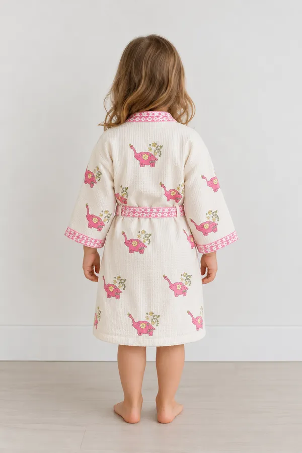 Pink_Elephant_Hand_Block_Print_Kids_Bathrobe