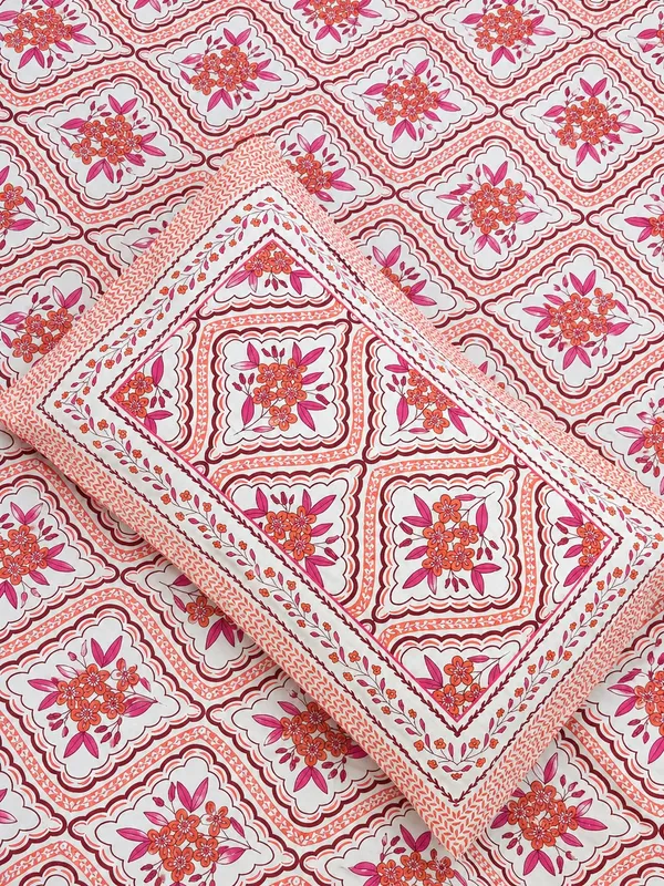 Pink_Floral_Geometric_Print_Single_Bedsheet_with_Matching_Pillow_Cover_–_60_×_90_Inches