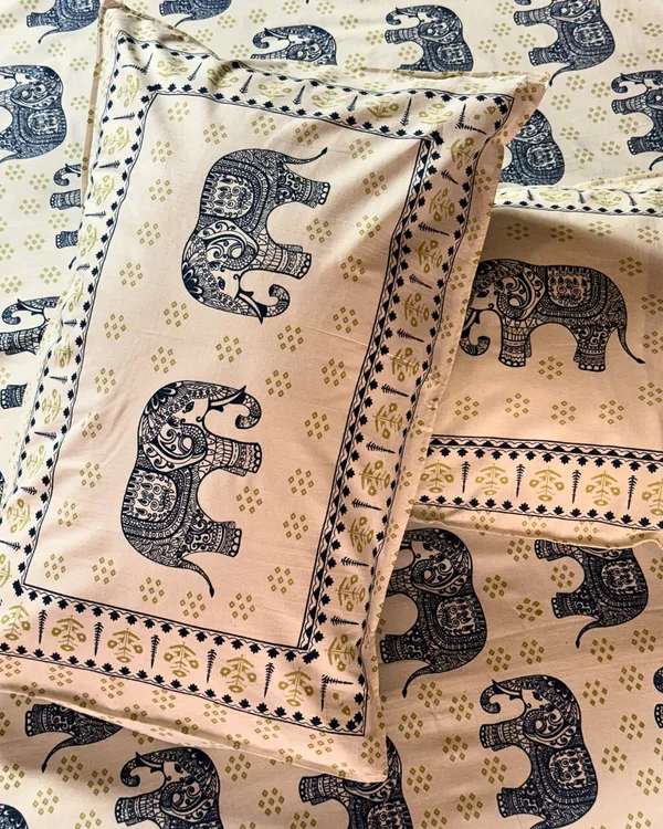Premium_Cotton_Elephant_Print_Double_Bedsheet_with_2_Pillow_Covers_–_Ethnic_Handblock_Style_Soft_Breathable_Bed_Sheet_Set_for_Queen_&_King_Size_Beds