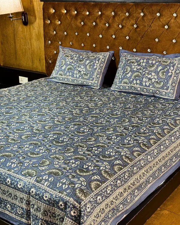 Premium_Cotton_Floral_Print_Double_Bedsheet_with_2_Pillow_Covers_–_Elegant_Blue_Handblock_Style_Bed_Sheet_Set_for_Queen_&_King_Size_Beds