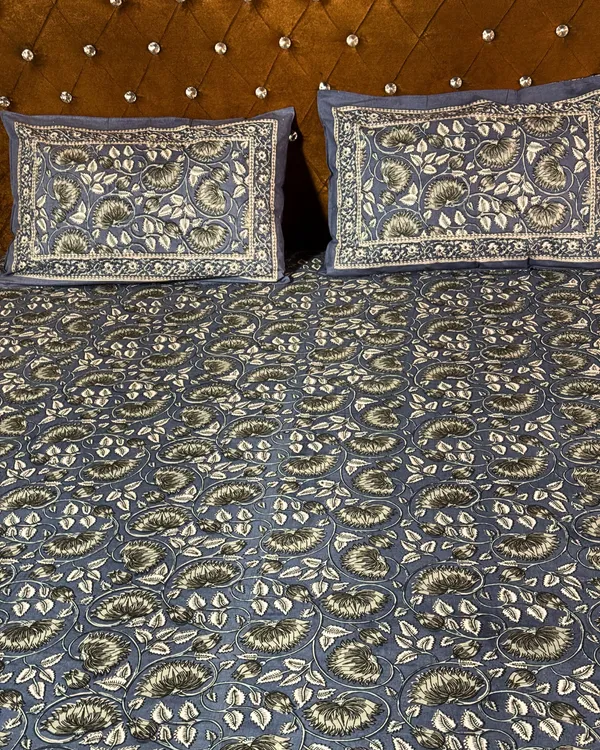 Premium_Cotton_Floral_Print_Double_Bedsheet_with_2_Pillow_Covers_–_Elegant_Blue_Handblock_Style_Bed_Sheet_Set_for_Queen_&_King_Size_Beds