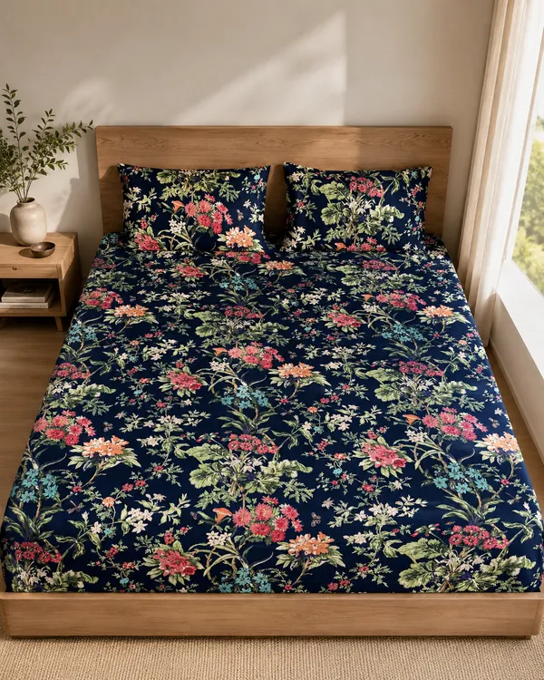 Udaipur_Midnight_Garden_King_Xl_Bed_Sheet_And_Two_Pillow_Covers_108X108