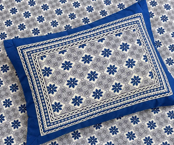 Royal_Blue_Floral_Geometric_Print_Single_Bedsheet_with_1_Pillow_Cover