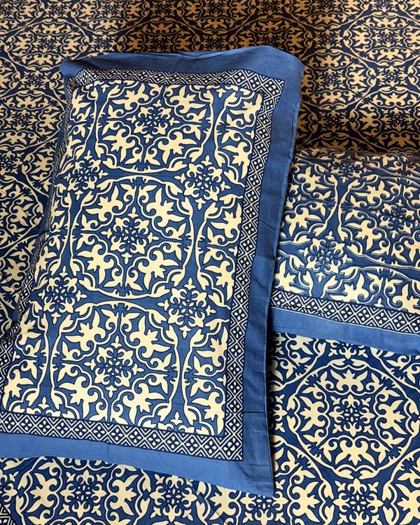Royal_Blue_Tile_Print_Pure_Cotton_King_Size_Bedsheet_And_Two_Pillow_Covers_90_X_100_Inches