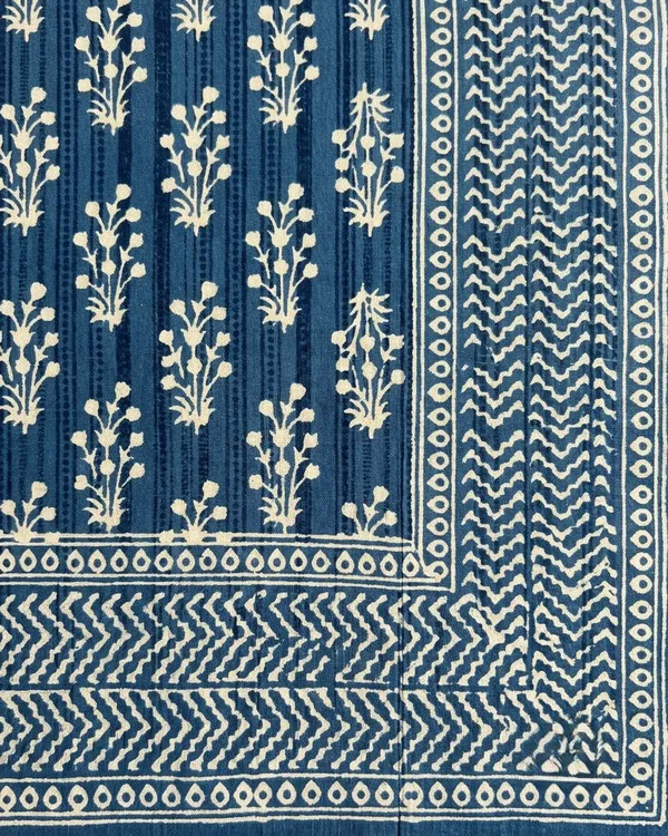 Handblock_Blue_Floral_Cotton_Bedsheet_Set_with_2_Pillow_Covers_|_Traditional_Printed_Bedding_Set