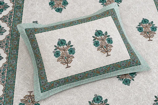 Teal_Floral_Cotton_Single_Bedsheet_with_1_Pillow_Cover