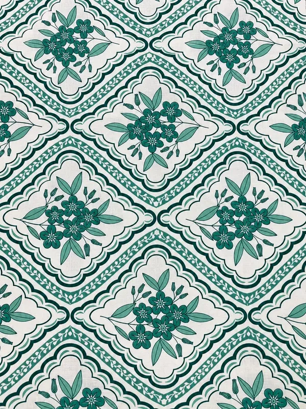 Teal_Green_Floral_Geometric_Print_Single_Bedsheet_with_1_Pillow_Cover