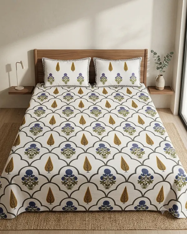 Neel_Gulmohar_Arch_Double_Bedsheet_And_Two_Pillow_Covers_90X108
