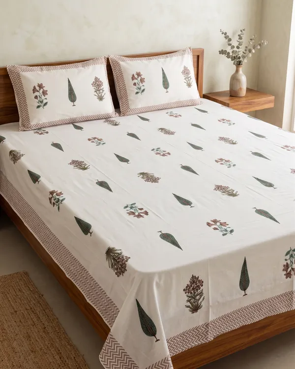 Udaipur_Botanical_Elegance_Bed_Sheet_And_Two_Pillow_Covers_90_X_108
