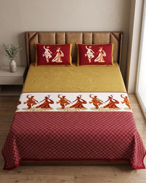 Maharaja_Royal_Folk_Dance_Pure_Cotton_King_Size_Bedsheet_And_Two_Pillow_Covers_(120X120_Inches)