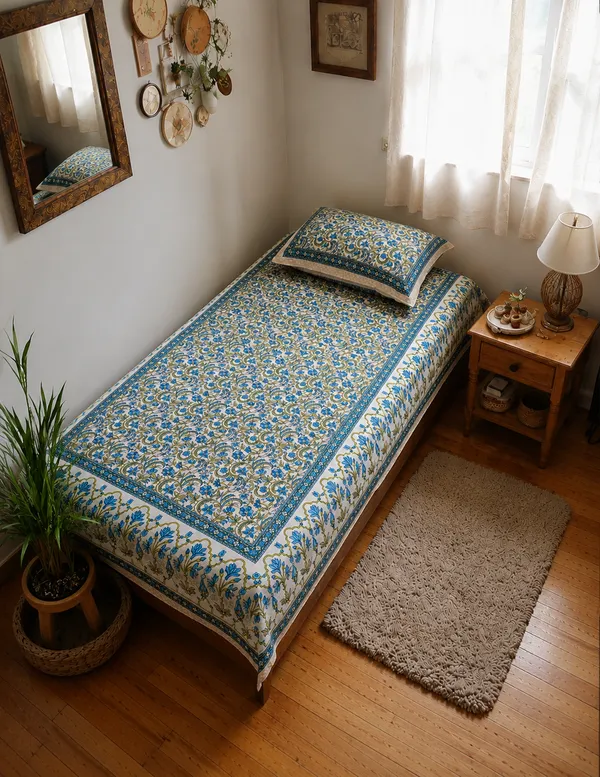 Blue_Floral_Paisley_Printed_Single_Bedsheet_with_Pillow_Cover_–_60×90_Inches