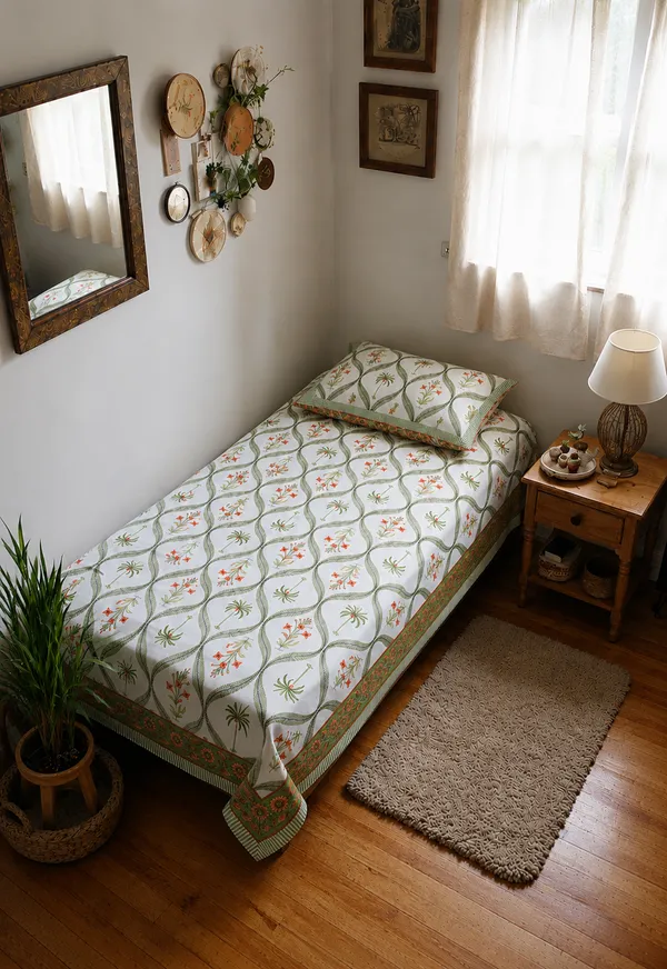 Floral_Printed_100%_Cotton_Single_Bedsheet_�_60�90_Inches