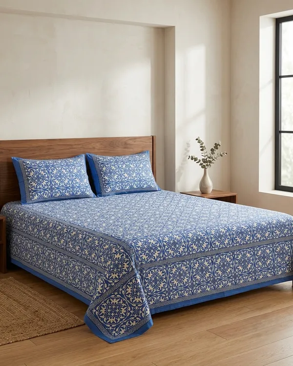 Royal_Blue_Tile_Print_Pure_Cotton_King_Size_Bedsheet_And_Two_Pillow_Covers_90_X_100_Inches