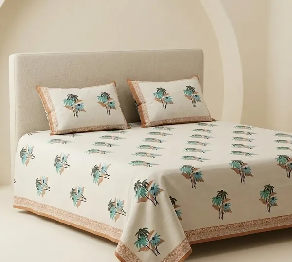 Marwar_Palm_Oasis_King_Xl_Bed_Sheet_And_Two_Pillow_Covers_108X108