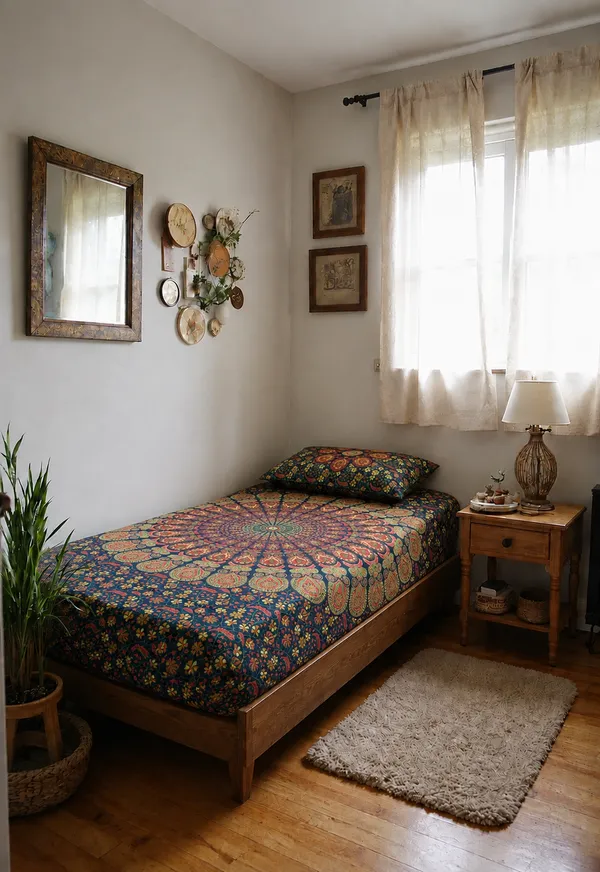 Multicolor_Mandala_Printed_Single_Bedsheet_with_Pillow_Cover_|_60_×_90_Inches_|_Bohemian_Ethnic_Floral_Bedsheet