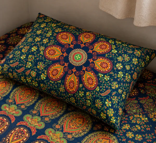 Multicolor_Mandala_Printed_Single_Bedsheet_with_Pillow_Cover_|_60_×_90_Inches_|_Bohemian_Ethnic_Floral_Bedsheet