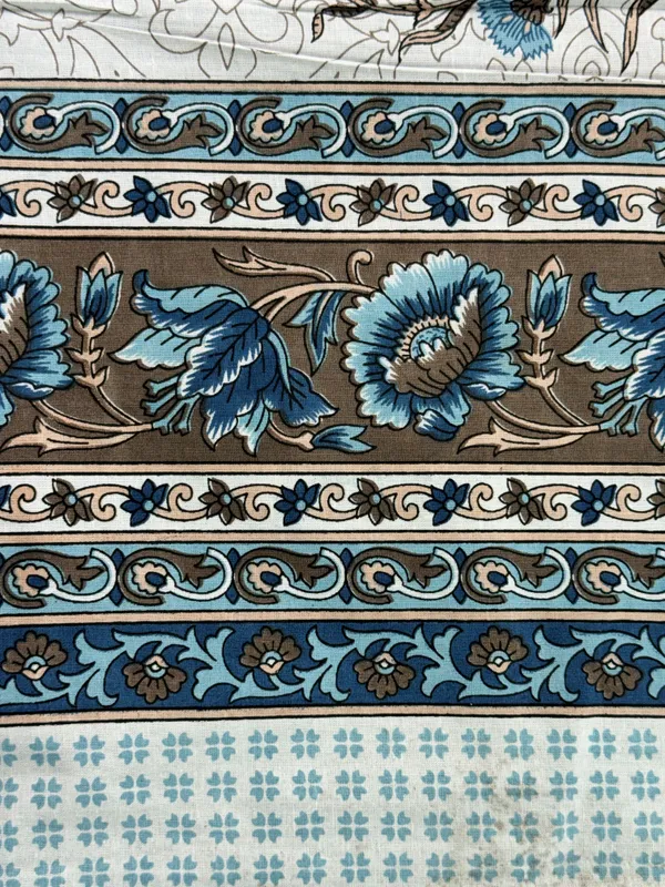 Ivory_Blue_Floral_Border_Single_Bedsheet_with_Pillow_Cover