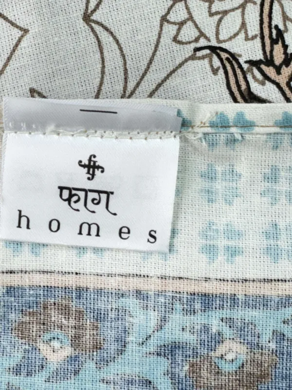 Ivory_Blue_Floral_Border_Single_Bedsheet_with_Pillow_Cover