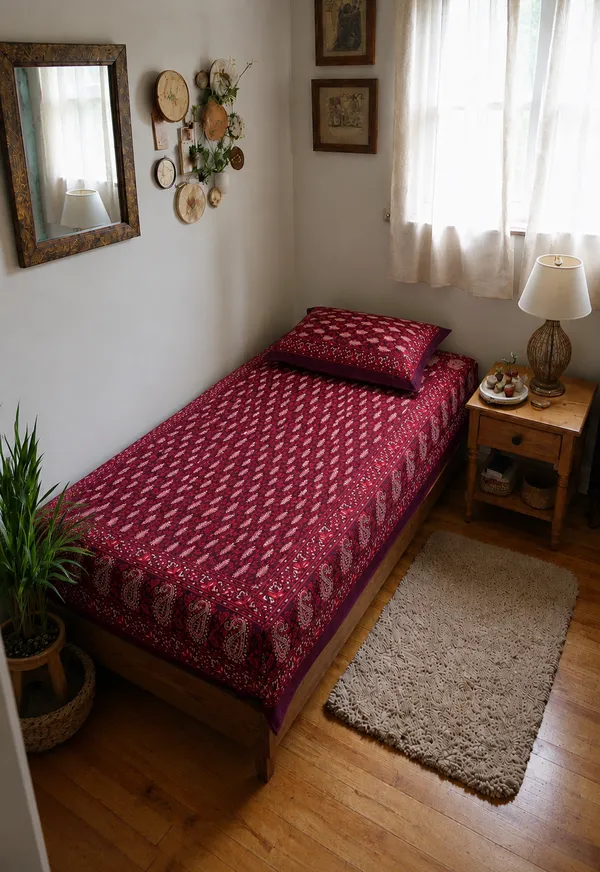 Maroon_Paisley_Printed_Single_Bedsheet_with_Pillow_Cover_–_60_x_90_Inch