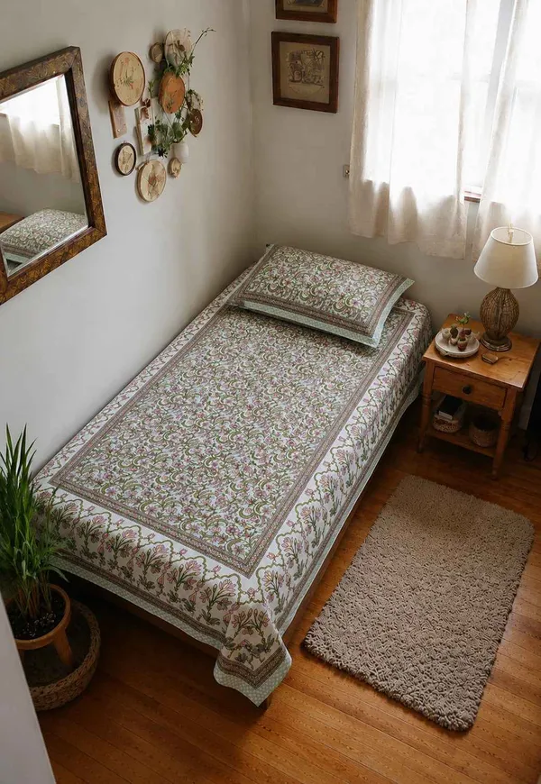 Elegant_Floral_Paisley_Single_Bedsheet_with_Pillow_Cover