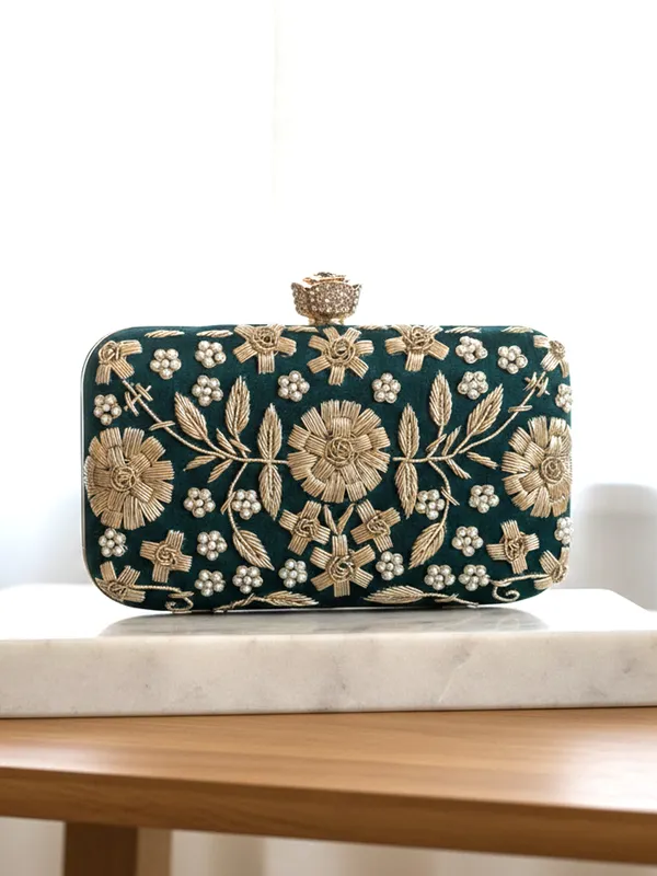 Green_Polyurethane_Clutch_For_Women