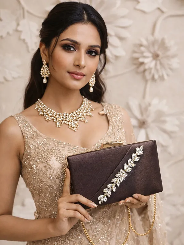 Brown_Polyurethane_Clutch_For_Women