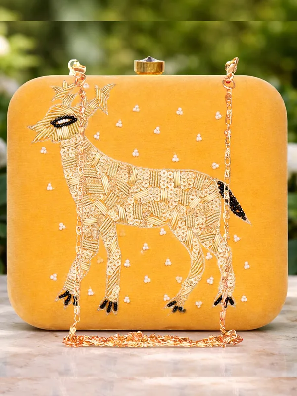 Yellow_Polyurethane_Clutch_For_Women