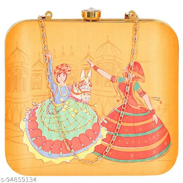 Mustard_Polyurethane_Clutch_For_Women