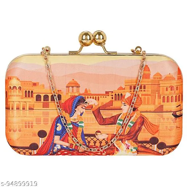Orange_Polyurethane_Clutch_For_Women